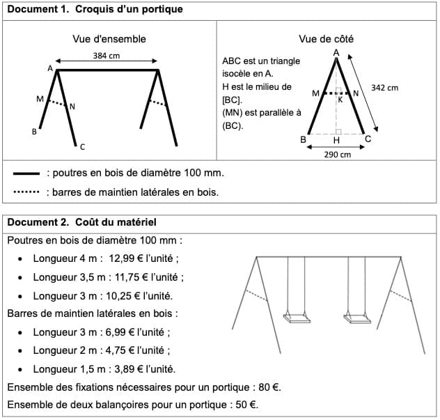 Image exercice 3 de Mathématique brevet 2020