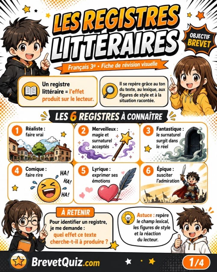 Fiche de révision — Les registres littéraires