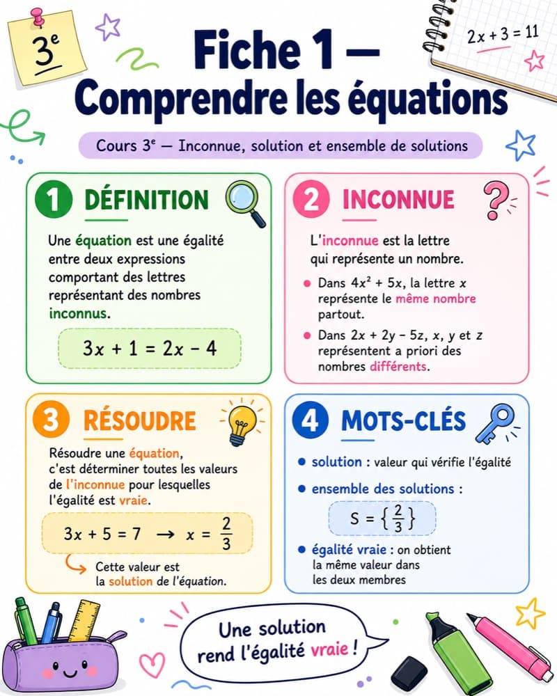 Fiche de révision — Les équations