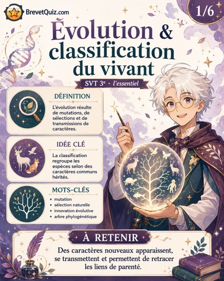 Fiche de révision — Classifications et évolution