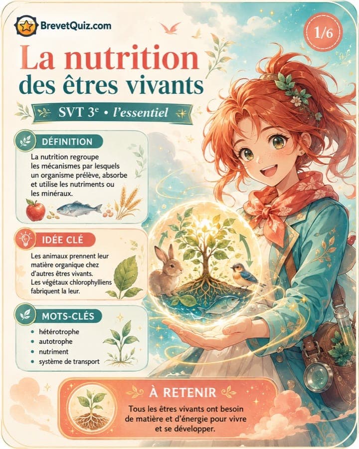 Fiche de révision — La nutrition des êtres vivants