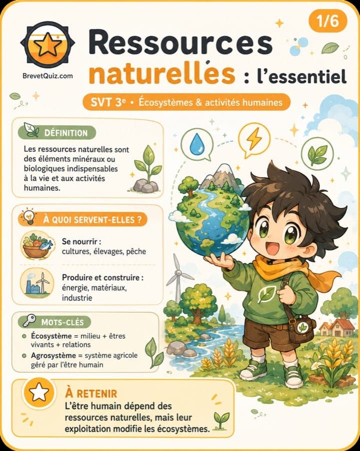 Fiche de révision — Ressources naturelles et écosystèmes
